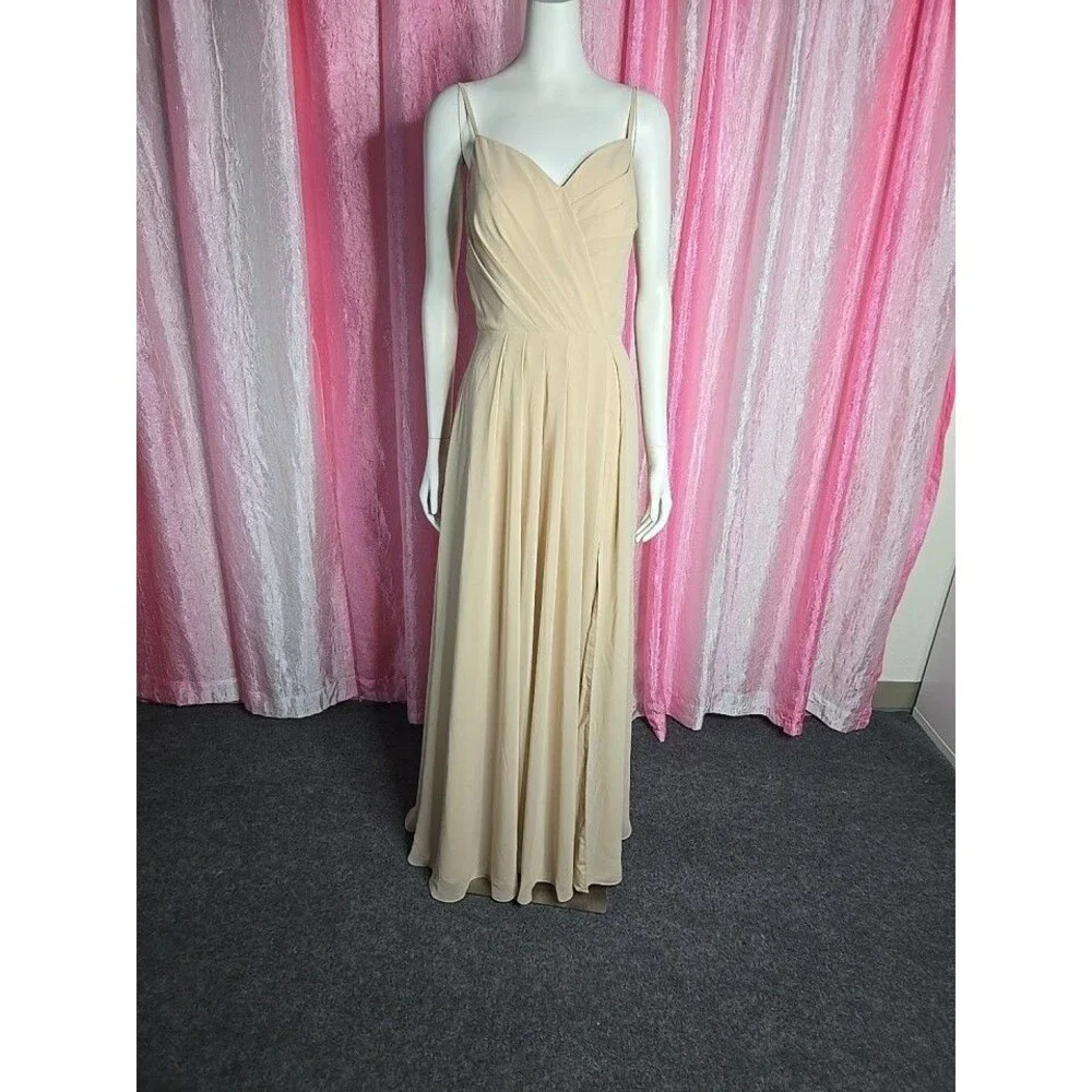 Stacees Champagne Bridesmaid Wedding Prom Formal Gown Size 8 NWT